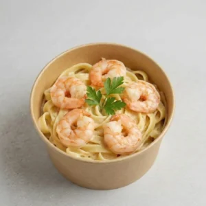 fetuccini en salsa de camarones